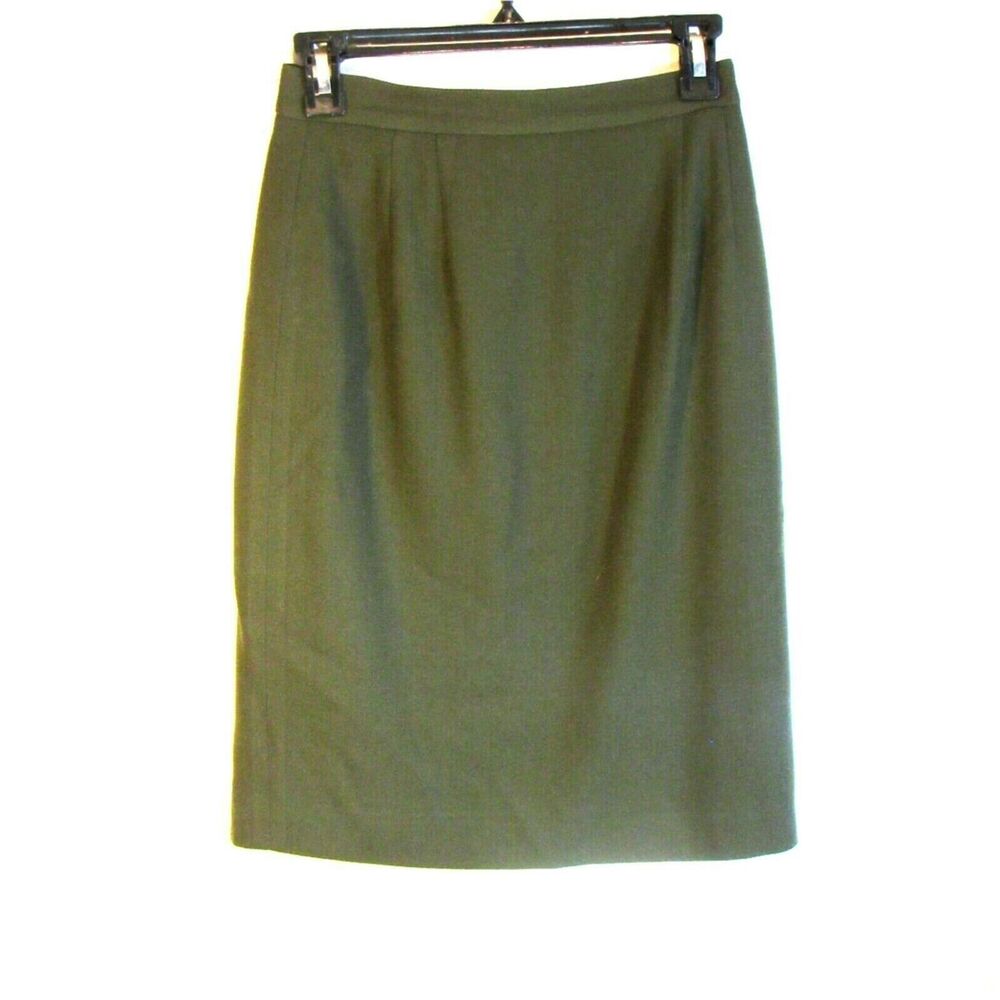 Woolmark Knee Length Pencil Skirt Sz 4 Green Zipped Vintage Ginanni Sport